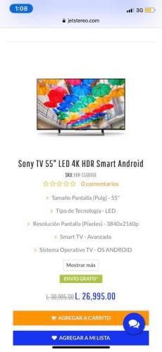 Smart TV Sony 55 pulgadas 4K HDR sistema andr - Imagen 2