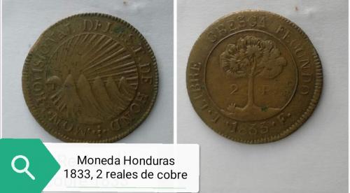 Moneda de Honduras 2 reales 1833 precio L  - Imagen 1