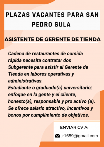  Asistente de Restaurante  Plaza vacante pa - Imagen 1